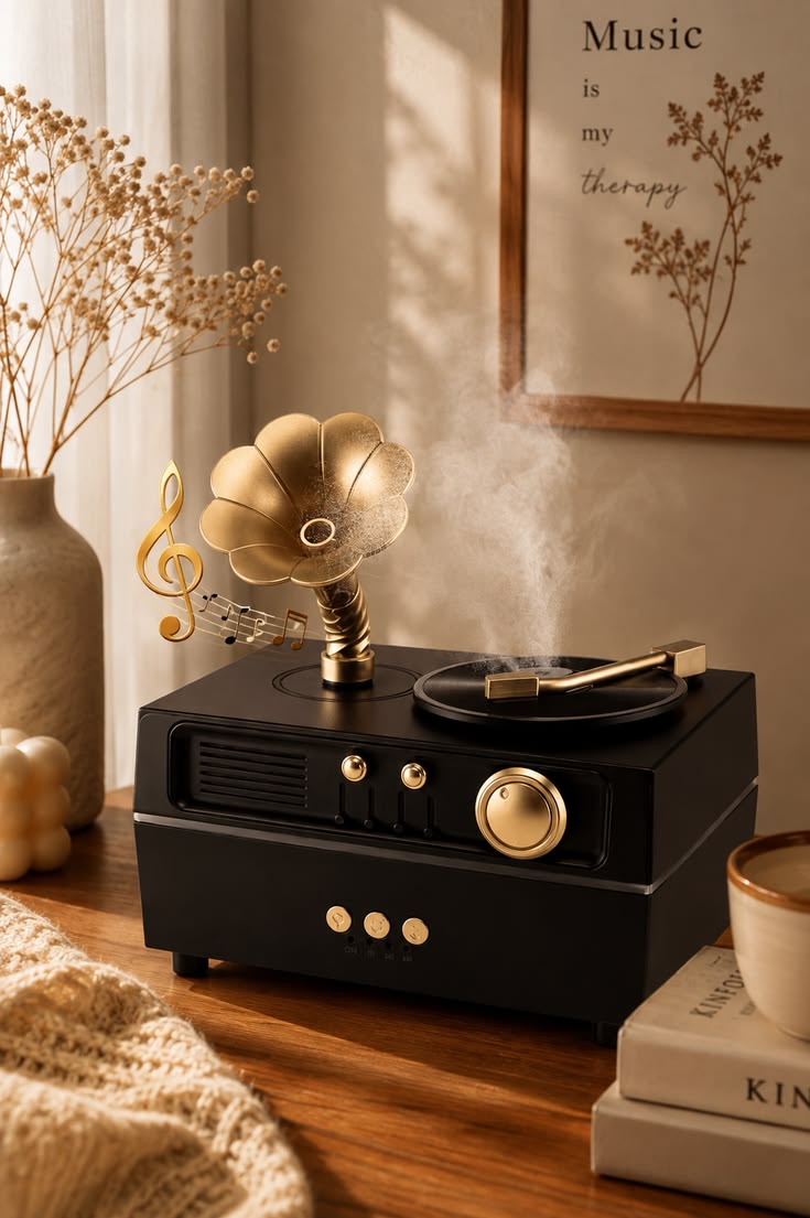 Scented Symphony Gramophone Aroma Diffuser with Bluetooth Speaker