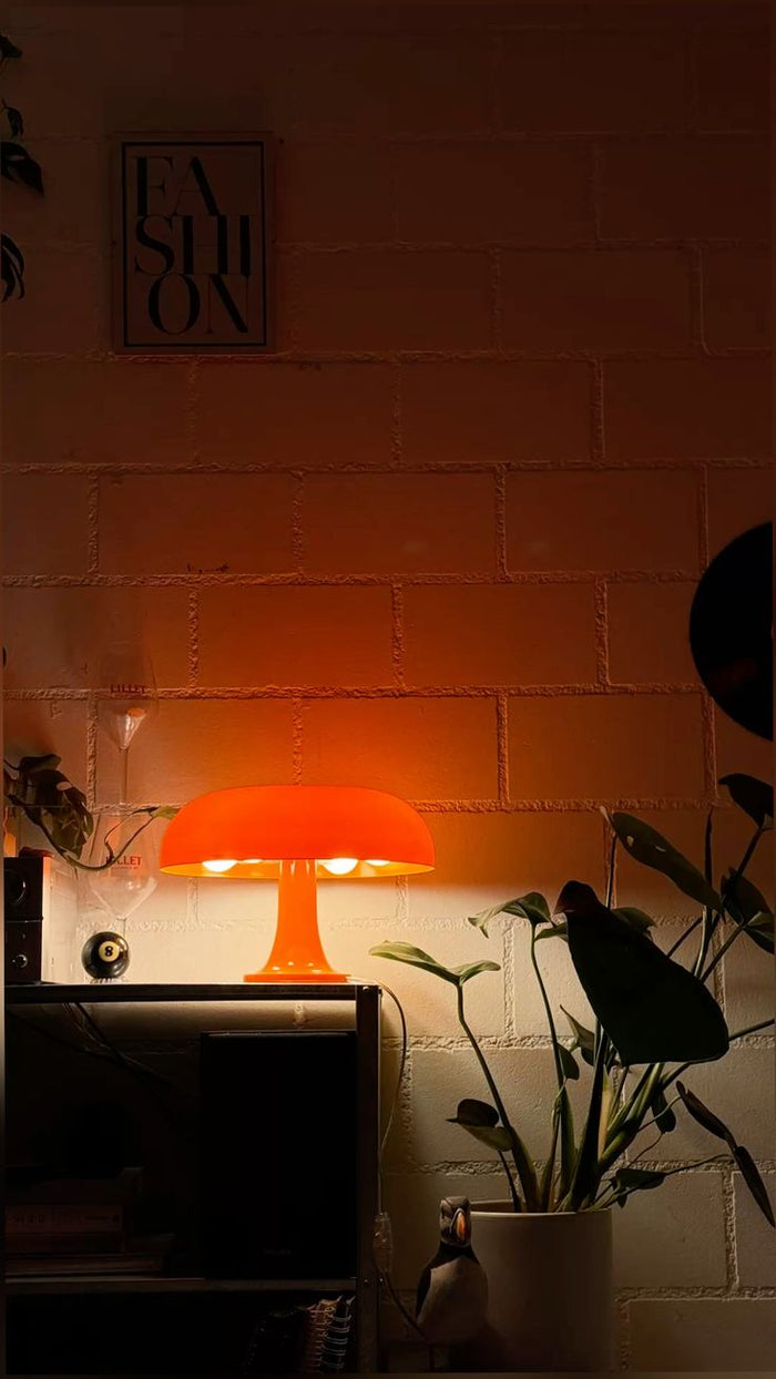 Tangerine Halo Mushroom Table Lamp