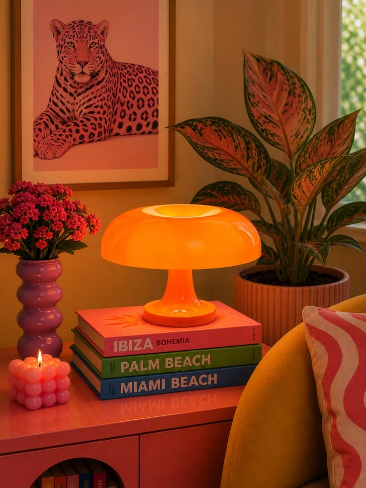 Tangerine Halo Mushroom Table Lamp