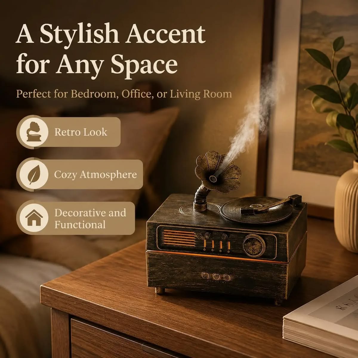 Scented Symphony Gramophone Aroma Diffuser with Bluetooth Speaker
