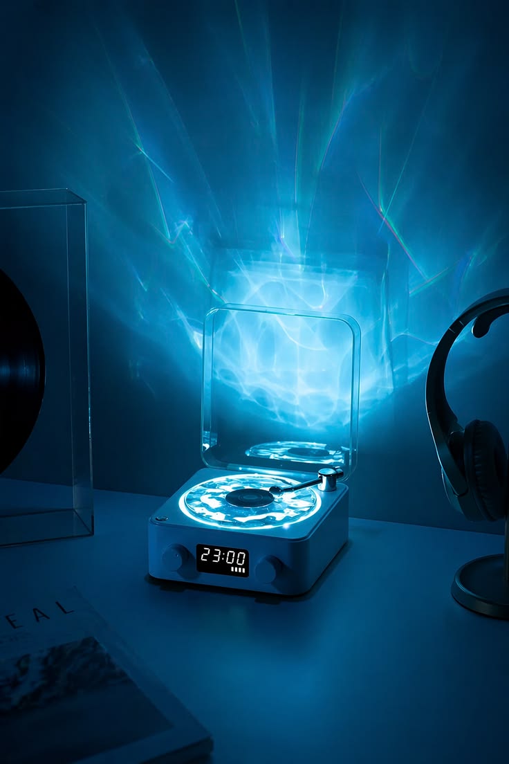 After Hours Vinyl Bluetooth Speaker with Ripple Light and Clock