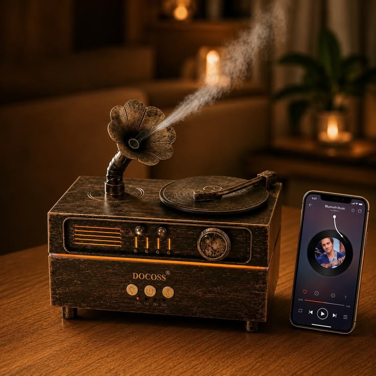Scented Symphony Gramophone Aroma Diffuser with Bluetooth Speaker