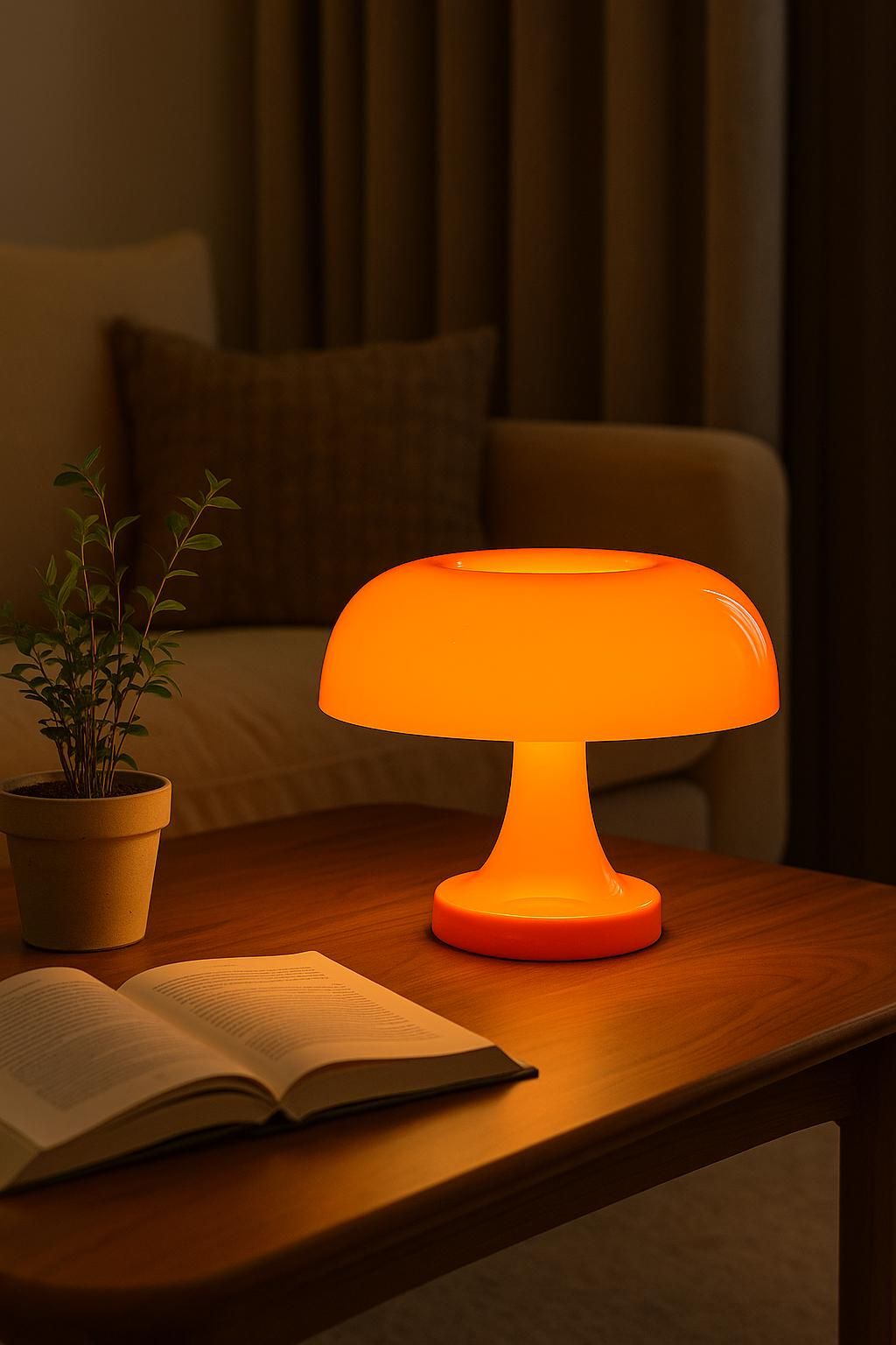 Tangerine Halo Mushroom Table Lamp