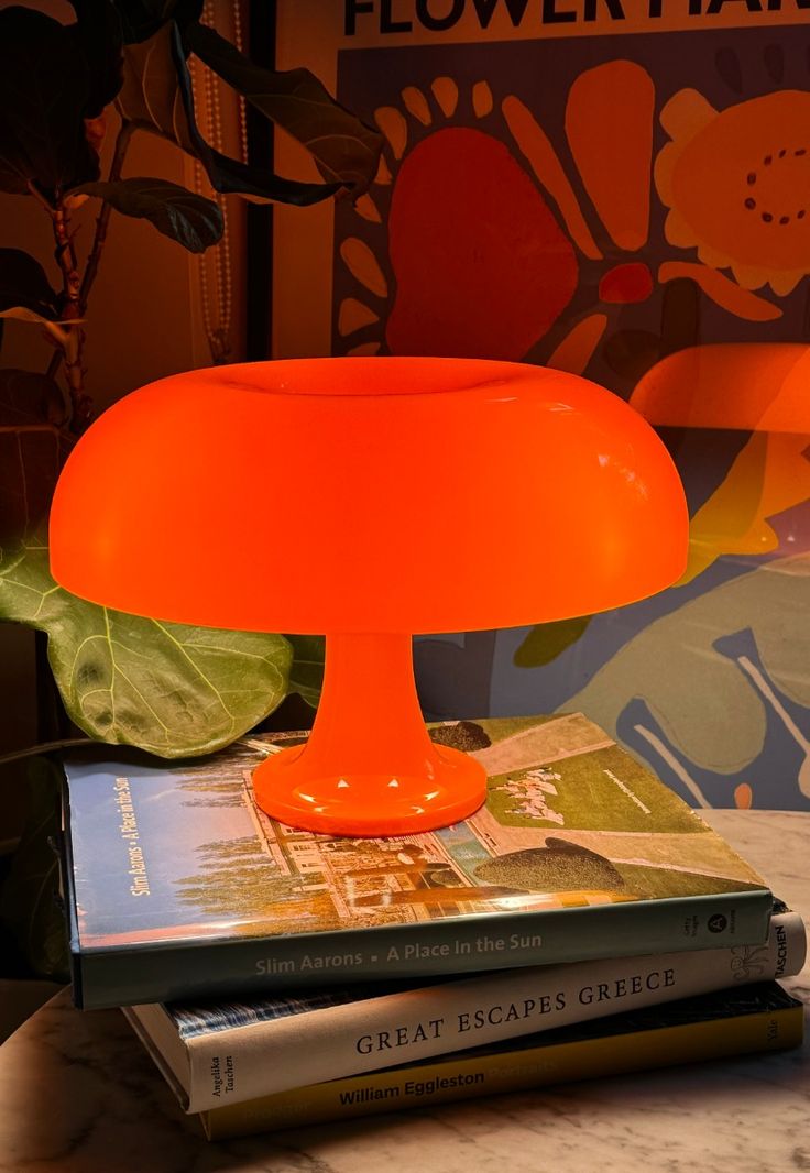 Tangerine Halo Mushroom Table Lamp